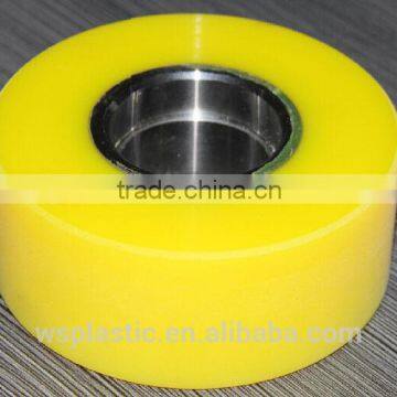 High abrasion resistant EN21 steel carousel urethane idler wheel