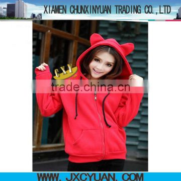 high quality blank hoodie with ears for women and girls RED