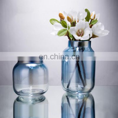 Wholesale Custom Decorative Round Clear Chinese Flower Glass Centerpieces Vase Crystal