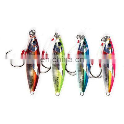 40/60/80/100g Japan Fishing Lure Boat Fishing Jig With Double Assist Hook Luminous Slow Jigging Lure