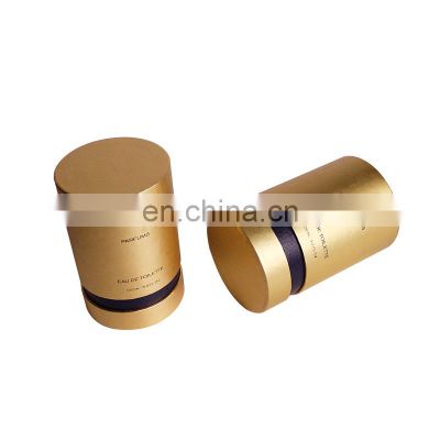 Gold cylinder shape paper perfume cardboard tube boxes for sale