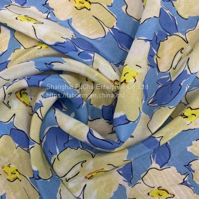 Garment fabric woven dobby printed crepon rayon printed crepe fabric factories dresses
