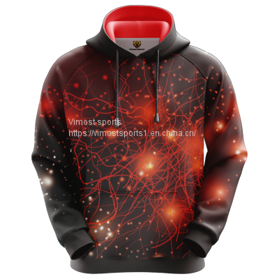 Red Fashion Hoodie with Bright Light spot  and Line Pattern