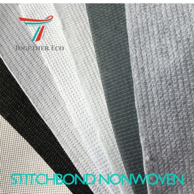 R-pet stitch bonded non woven 14 F white color stitch-bonded non woven fabric for bag material