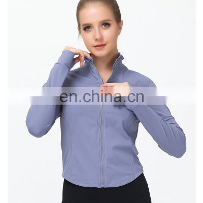 Newest Women's Long Sleeve Yoga Top Sports Casual Workout Gym Coat With Zipper Pockets Anti-bacterial Yoga Jackets