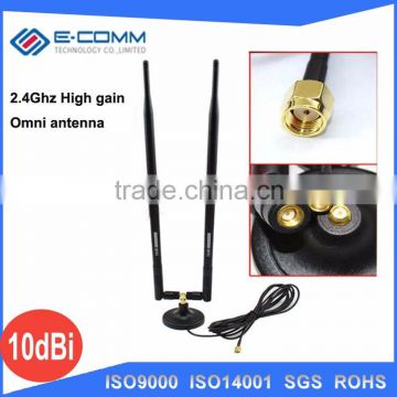 Hot sale!! 2.4Ghz 10dBi high gain omni antenna with PR SMA male connector for wifi wireless router,network card