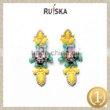GOLD PLATED ALLOY EARRINGS,FLUORESCENT COLOR EARRINGS