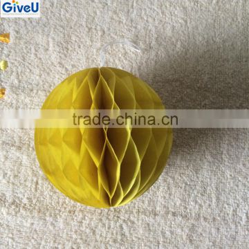 Yellow Color Decoration Product Type and Wedding Decoration Tissue Paper Ball Honeycomb Weding Paper Boules