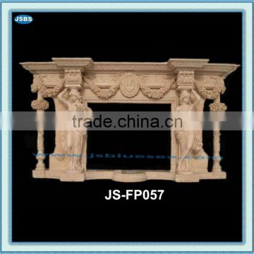 cheap stone fireplace with female statue