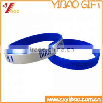 Wholesale diploid color silicone wristband, double color rubber bracelet for sale