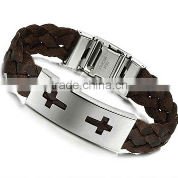 Fashion Jewelry New Design Handmade Braided Leather bracelet with Metal