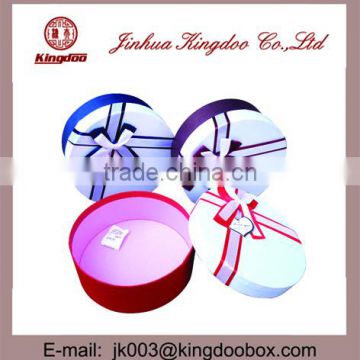 Jinhua Supplier Handmade Empty Small Round Paper Gift Box with Ribbon.round gift boxes