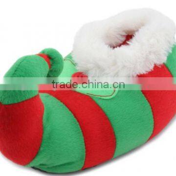 baby cute plush Christmas shoes/ Christmas plush kids house slippers/cute design plush shoes