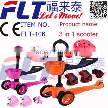 3 in 1 fulaitai child scooter with seat and basket for push