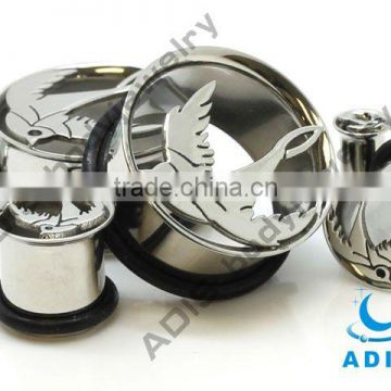 stainless-steel-sparrow-ear-gauges, tunnel body piercing