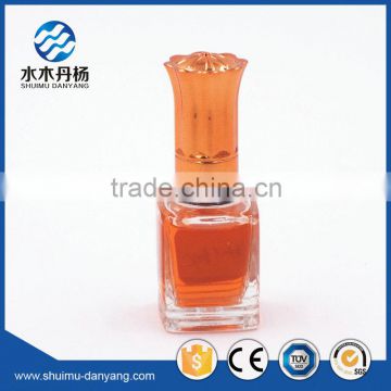 Fancy 15ml square cap with brush clear glass nail polish bottle