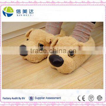 High quality soft non-slip dog animal shaped couple plush indoor slipper