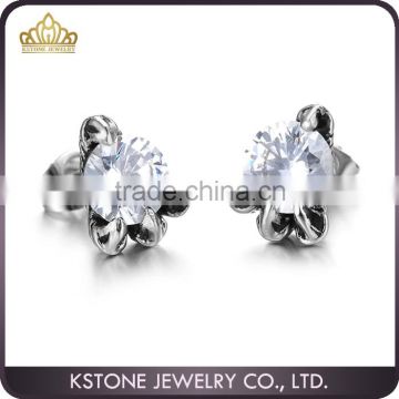 KSTONE Fashionable Crystal Diamond Stainless Steel Stud Earrings