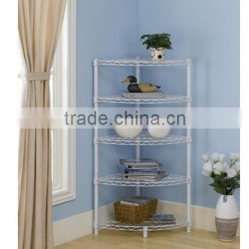 New White 5-Tier Corner Rack Display Shelf Kitchen Storage Wire Shelf