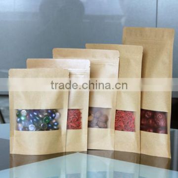 Custom printed brown kraft food packaging paper bags with window