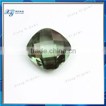 semi precious stone 11x11mm rounded square shape double checkerboard cut 149# spinel emerald glass stone prices
