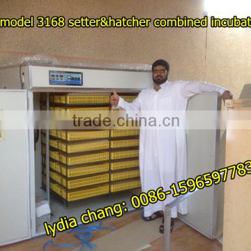 new type 3168 chicken incubator with CE,setter&hatcher combined egg incubator from lydia