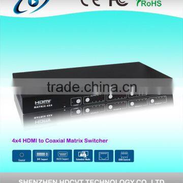 HDMI Coaxial Matrix Switcher 4x4with IR , RS-232 , TCP/TP, hot sale
