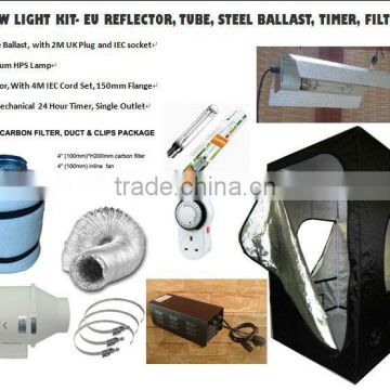 hydroponics kit:reflector, ballast kits, carbin filter,grow tent