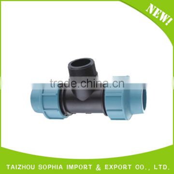 Top supplier PN16 pp compression fittings plastic fluid quick pipe equal tee