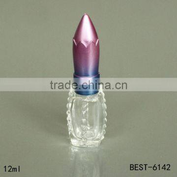 12ml clear glass empty nail polish bottles wholesale with embossment pot on the surface
