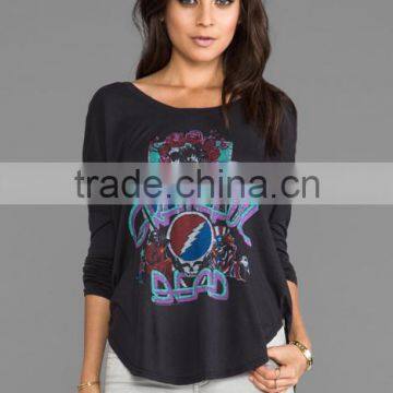 long sleeve tattoo shirt tail hem t-shirt