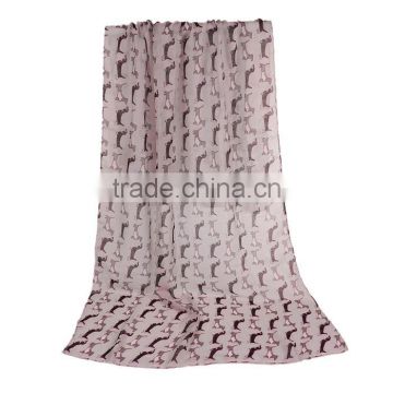 Voile Scarves & Wraps Rectangle Light Pink Dog Fabric Wholesale Scarf