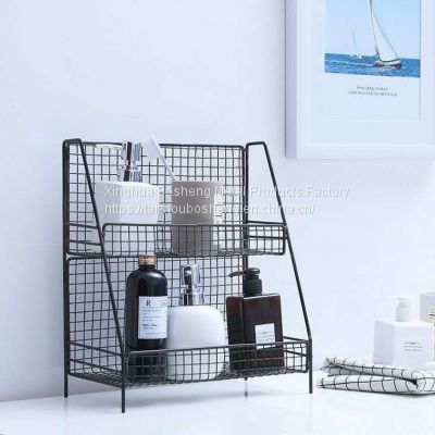 Large Capacity Metal Wire Basket/Double Iron Shelf for Bathroom Storage
