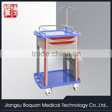 Two drawers plastic-steel columns with one dust baskets ABS clinic trolley