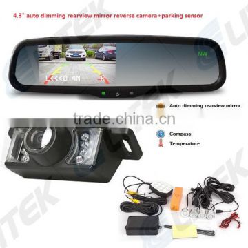 Car rear view camera with video parking sensors system, Rearview mirror option, Rearview mirror option