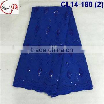 CL14-180(2) 2016 multi-color cotton with sequinse lace hot sales lace African cotton/swiss lace fabric for man and woman