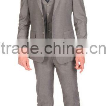 2014 Top Quality 100% wool Classic Grey Three Pieces cheap mens suits
