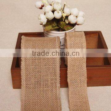 Natural Hessian Rustic Jute Ribbon with White Lace for Bridal and Wedding