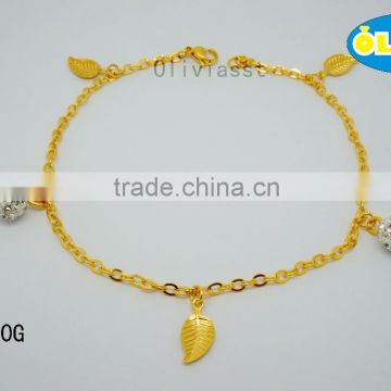 Olivia Jewelry 2016 Hotsale Stainless Steel New Gold Anklet Designs For Girls With Five Gold Charm
