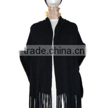 fur trim elegant design soft handfeeling acrylic knit shawl scarves