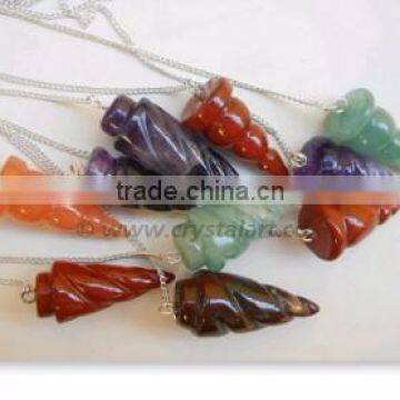 MIX GEMSTONE TWISTED CARVING PENDULUM