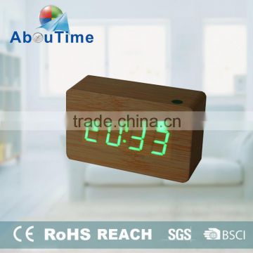 simple wooden led digital alarm clock