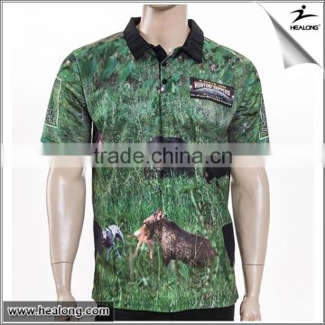 2015 OEM 100 polyester dye sublimation fishing polo shirt