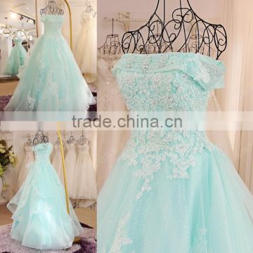 Graceful Off The Shoulder Organza Evening Dresses 2016 Free Shipping Lace Applique Beaded Robe Longue Femme Soiree ML188