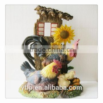 Resin Rooster and Hen Animal Figurine for Home Decoration