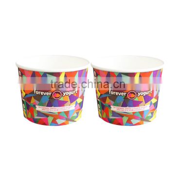 single wall printed double PE custom design paper cup ice cream cup with lid