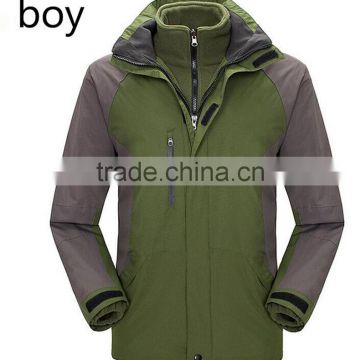 2017 Custom printing Low MOQ men outdoor sports long sleeve waterproof 3-in-1winter jackets