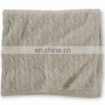 Sharrefun OEM service wholesale 12gg cashmere cable knitted baby blankets