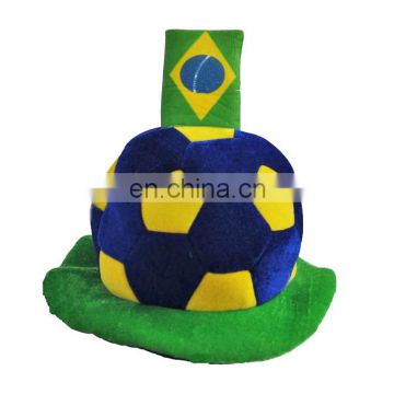MCH-1234 Funny Velvet Brazilian flag color football match fans hat
