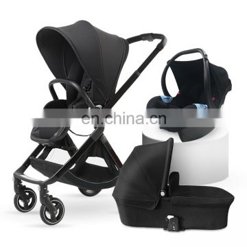 3 in 1 high view baby pram carrier/China new design black luxury baby carriage for sale